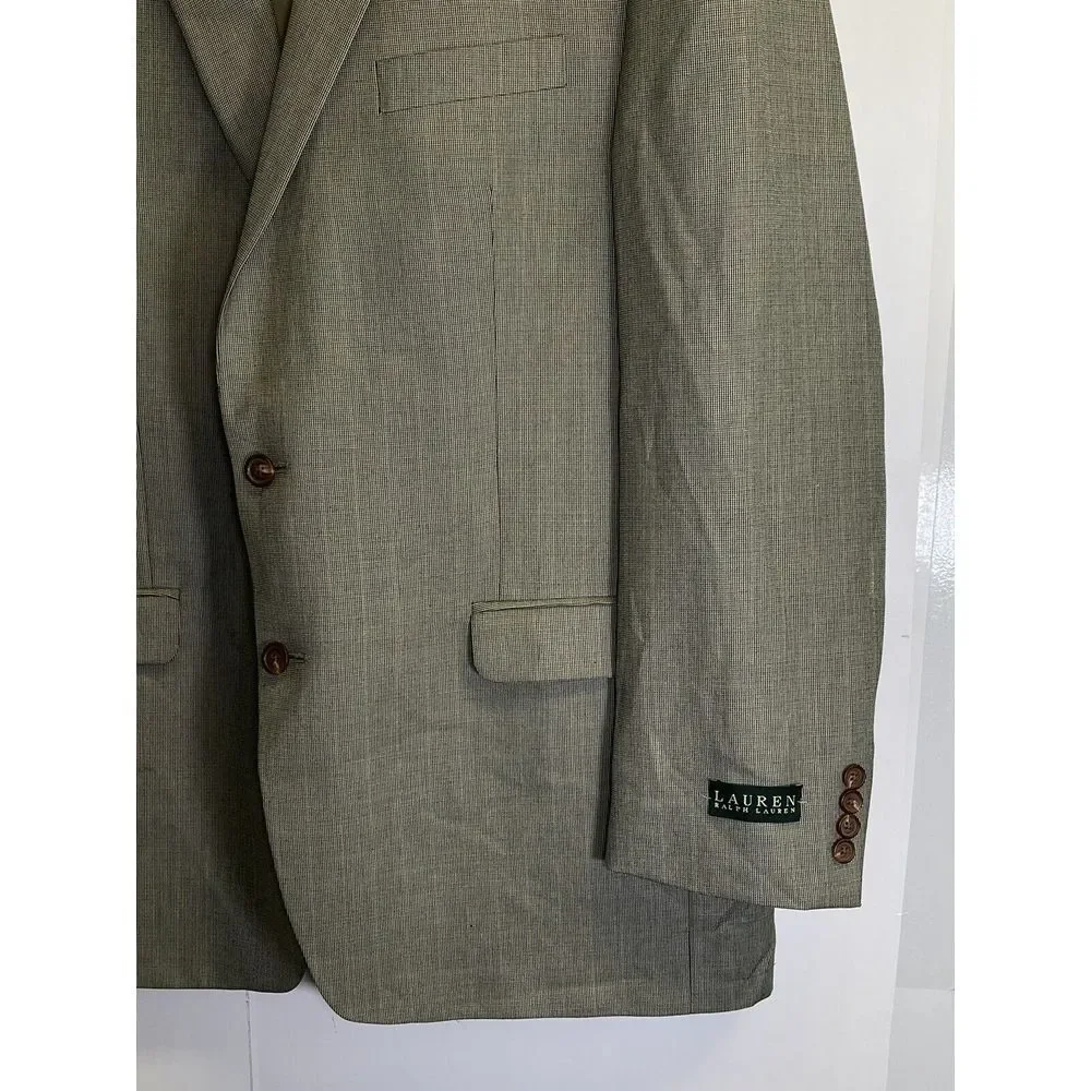 Ralph Lauren Mens 46L‎ Beige Check Soft Blazer Sport Coat Suit Jacket Lined